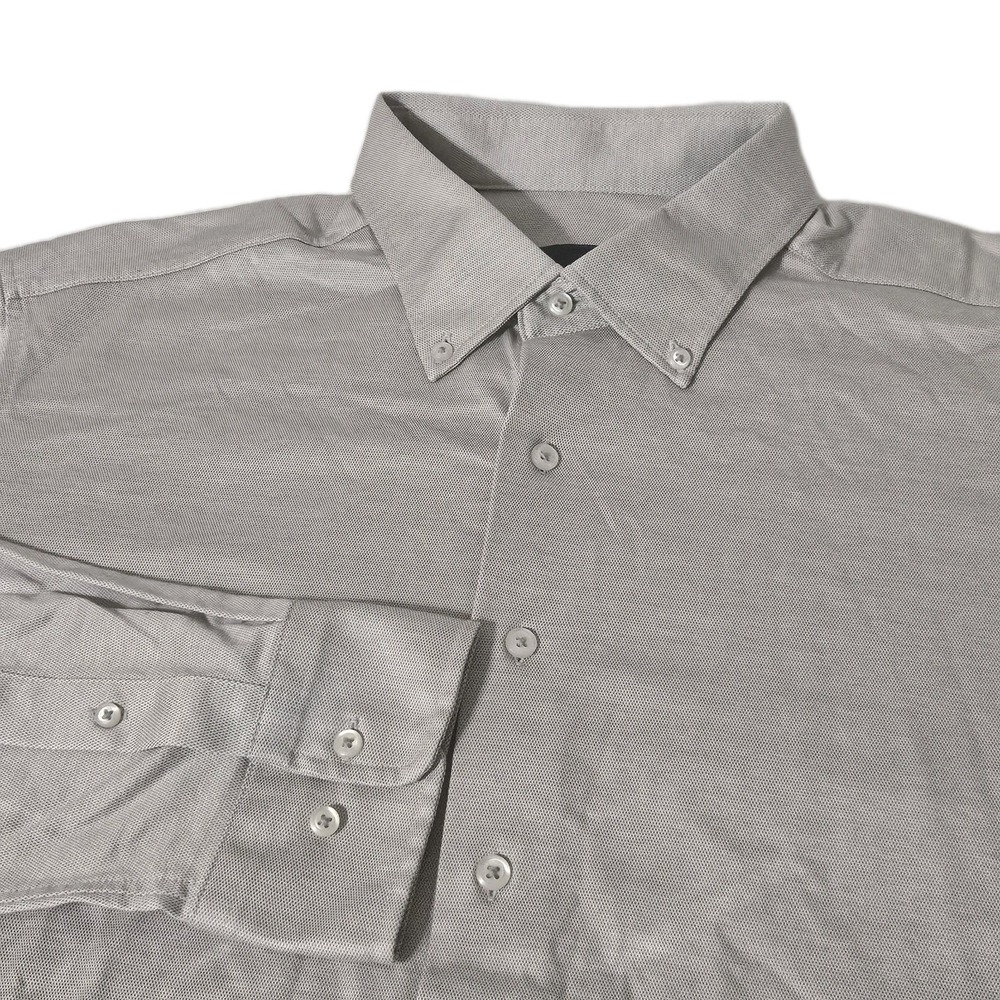 David Donahue FUSION Men's 17.5 XL Button Dress Shirt Cream BEIGE
